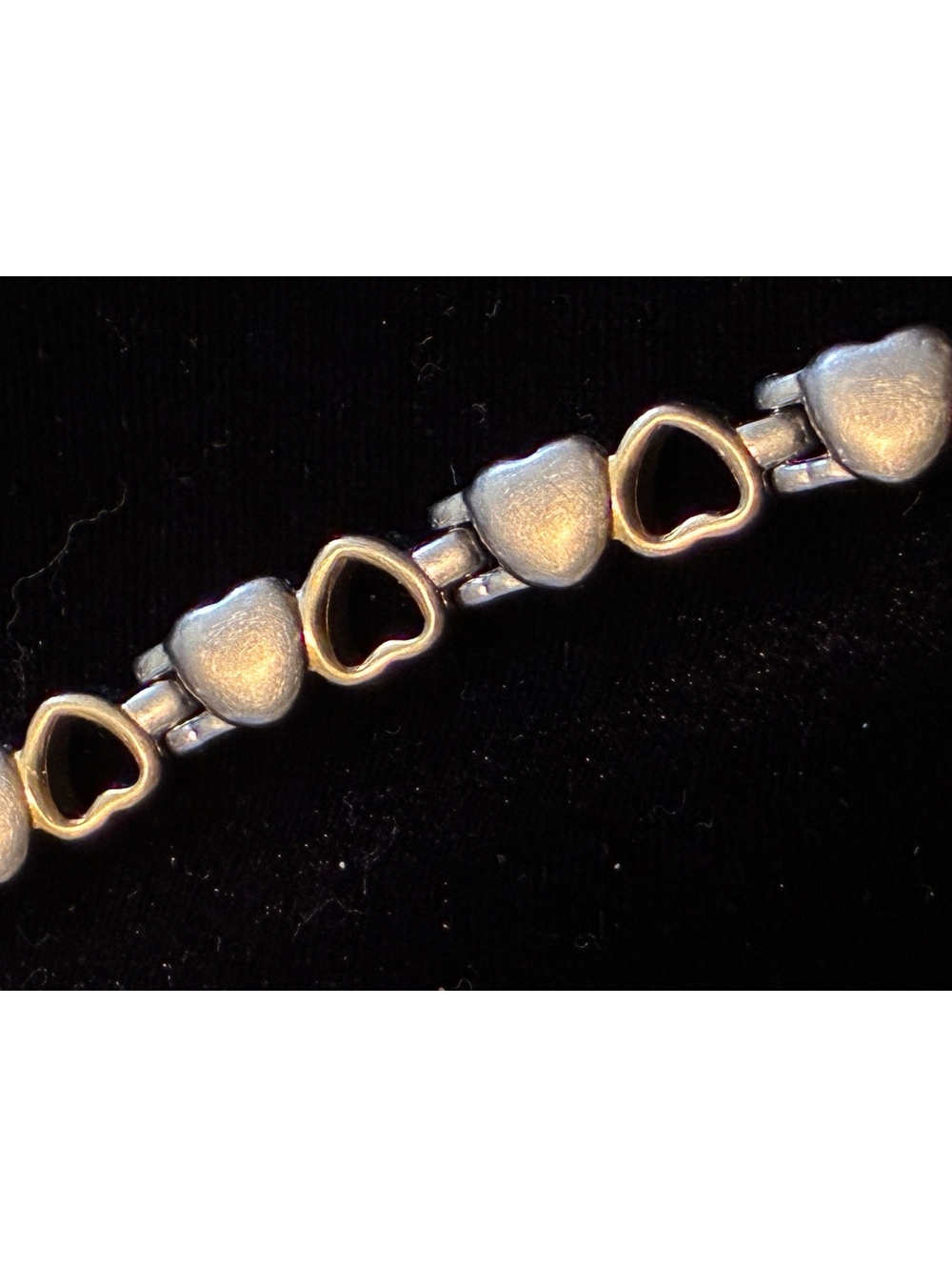 Vintage TITANIUM Alternating Heart Link Bracelet 7”